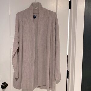 Gap long cardigan sweater, pale purple/gray in color.  Size large.